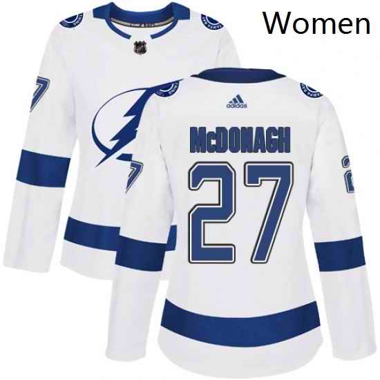 Womens Adidas Tampa Bay Lightning 27 Ryan McDonagh Authentic White Away NHL Jerse